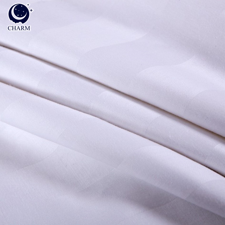 ชุดเครื่องนอน 5 ฟุต 6 ชิ้น CHARM ผ้าซาตินลายริ้ว สีขาว_8